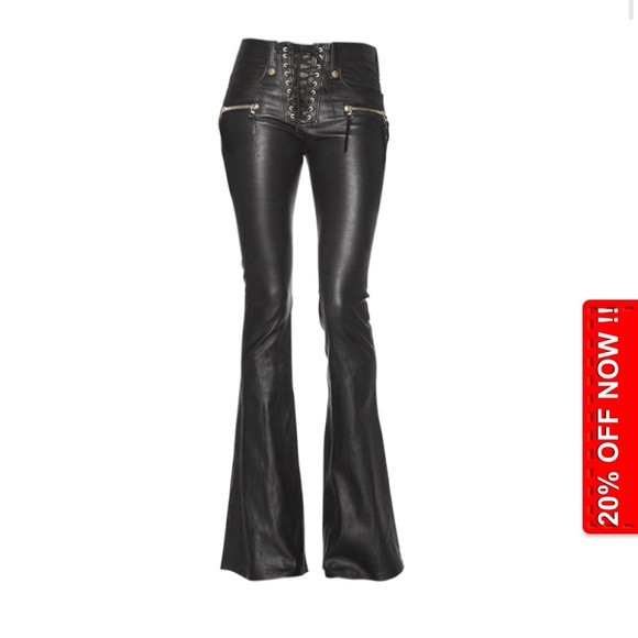 JESSICA BUURMAN VENNY LACE UP LEATHER PANTS - Picture 1 of 3